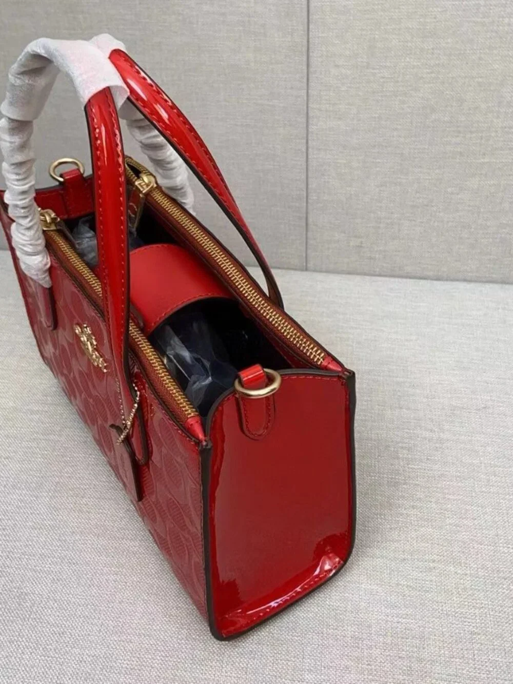 NWT Coach Nina Small Tote Bag In Signature Leather in Red - Picture 7 of 9